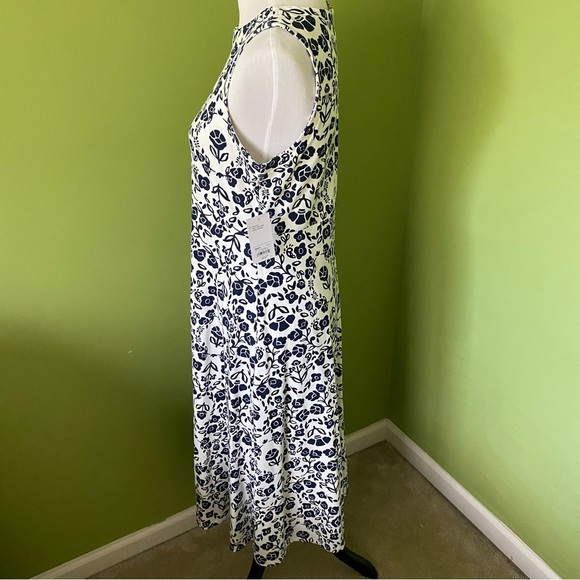 Croft & Barrow Navy Print Fit & Flare Midi Dress - Picture 3 of 7